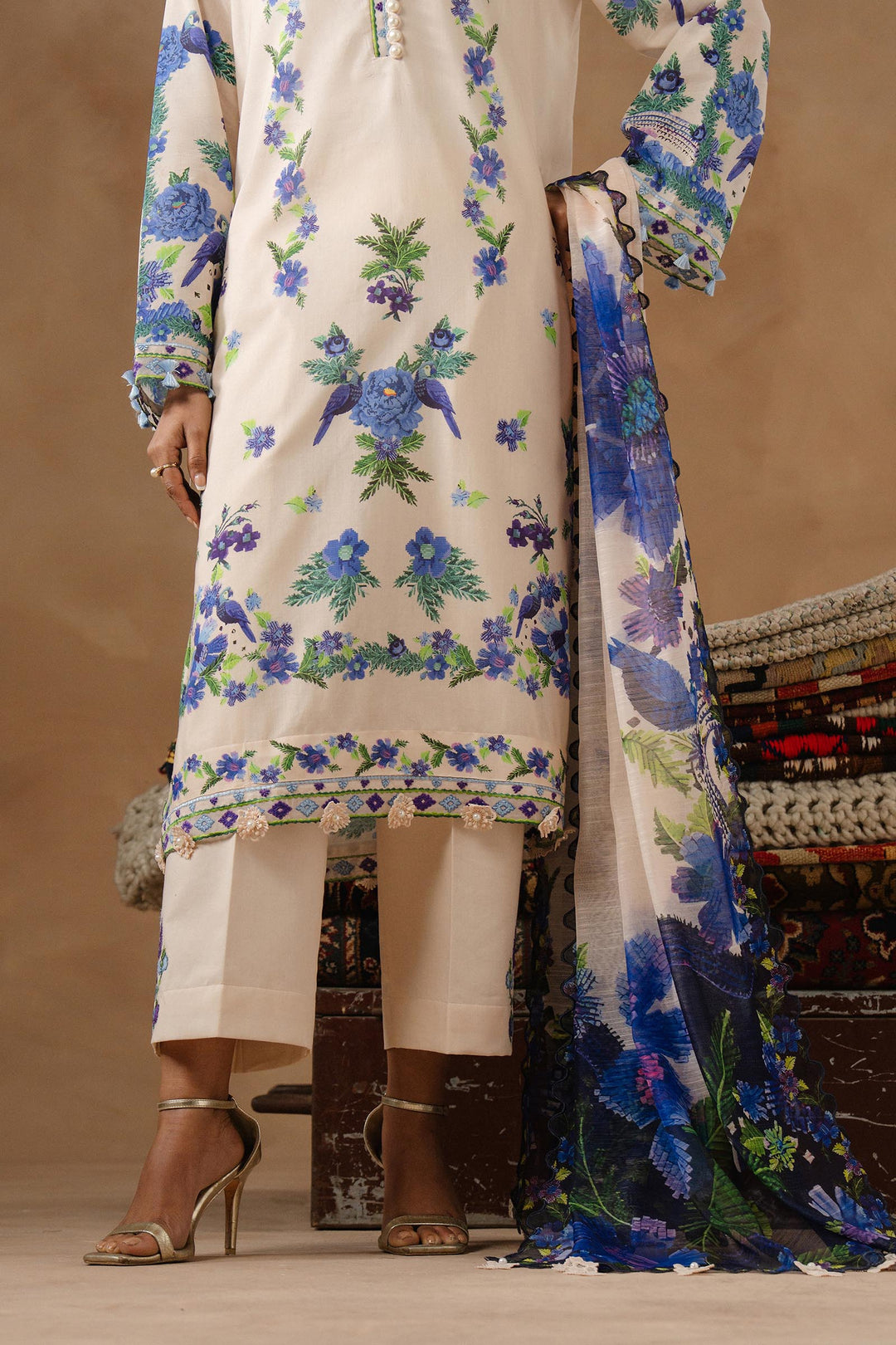 Sana Safinaz - Muzlin Lawn Unstitch Suit For Women - 3 Piece