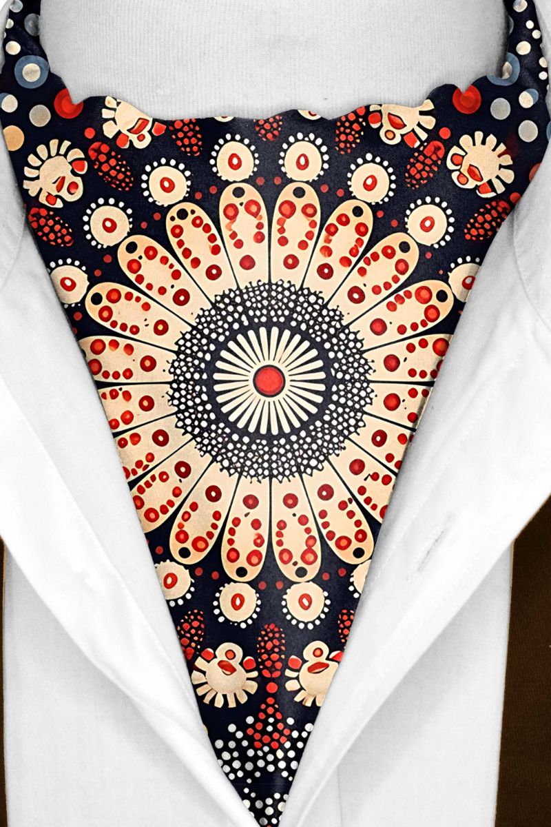 Black Wolf - MANDALA DESIGN SILK ASCOT - Dark Navy - 1 Piece