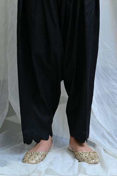 Mom's Black Pants with cut work style - MFL-105 - Studio by TCS