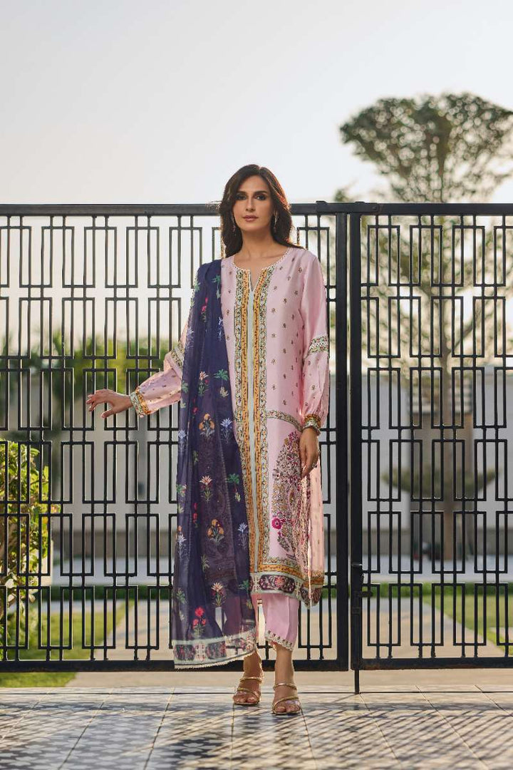 Deepak Perwani - Dahlia Silk Suit For Women - Pink - 3 Piece