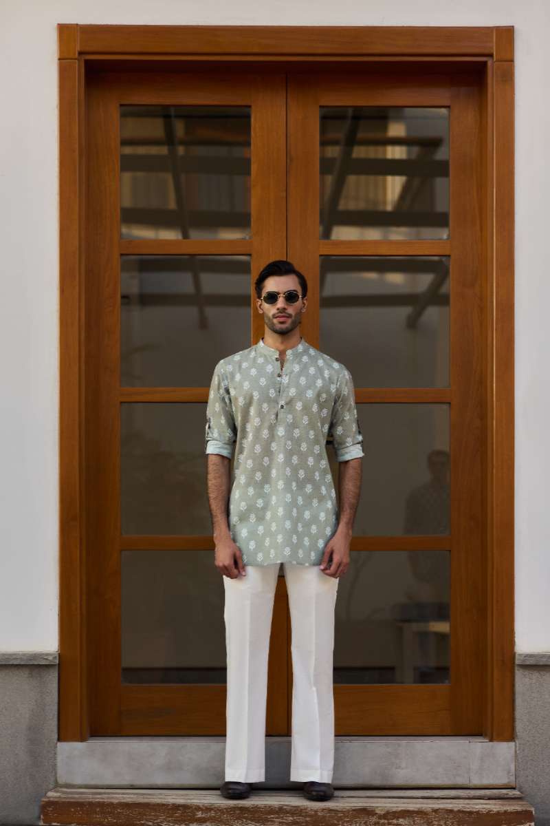 Deepak Perwani - Cotton Kurta For Men - Green - 1 Piece - Studio by TCS