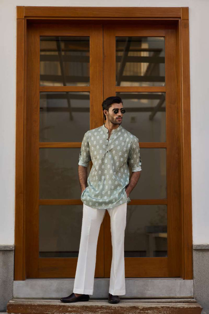 Deepak Perwani - Cotton Kurta For Men - Green - 1 Piece - Studio by TCS