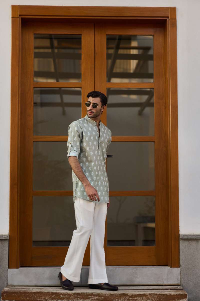 Deepak Perwani - Cotton Kurta For Men - Green - 1 Piece - Studio by TCS