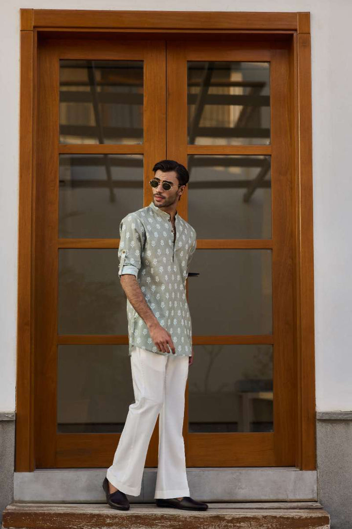 Deepak Perwani - Cotton Kurta For Men - Green - 1 Piece - Studio by TCS