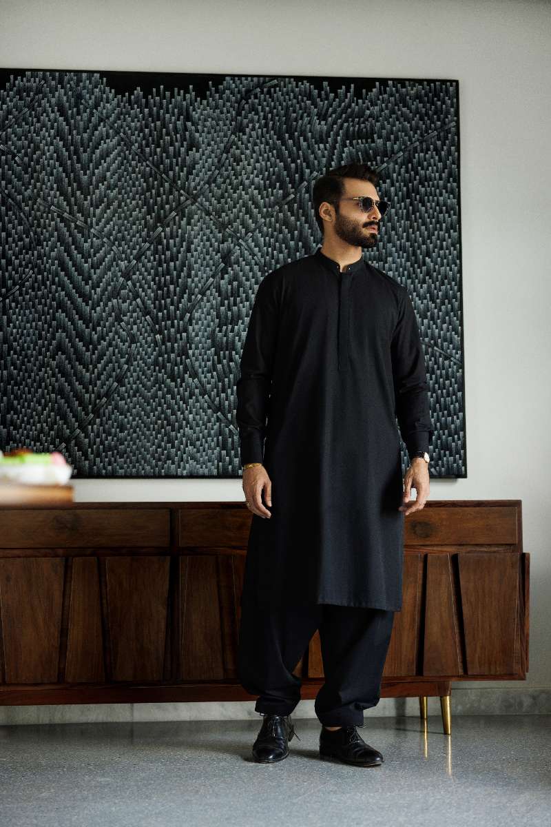 Deepak Perwani - Cotton  For Men - Black - 2 Piece - Studio by TCS