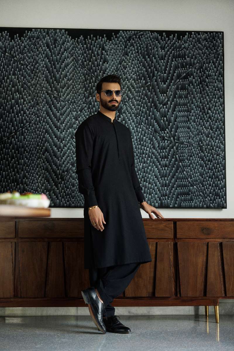 Deepak Perwani - Cotton  For Men - Black - 2 Piece - Studio by TCS