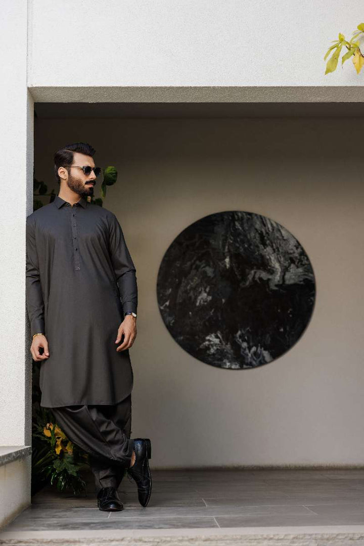 Deepak Perwani - Boski Linen  For Men - Dark Grey - 2 Piece - Studio by TCS