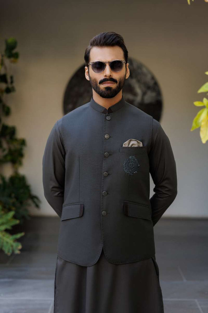 Deepak Perwani - Boski Linen  For Men - Dark Grey - 2 Piece - Studio by TCS