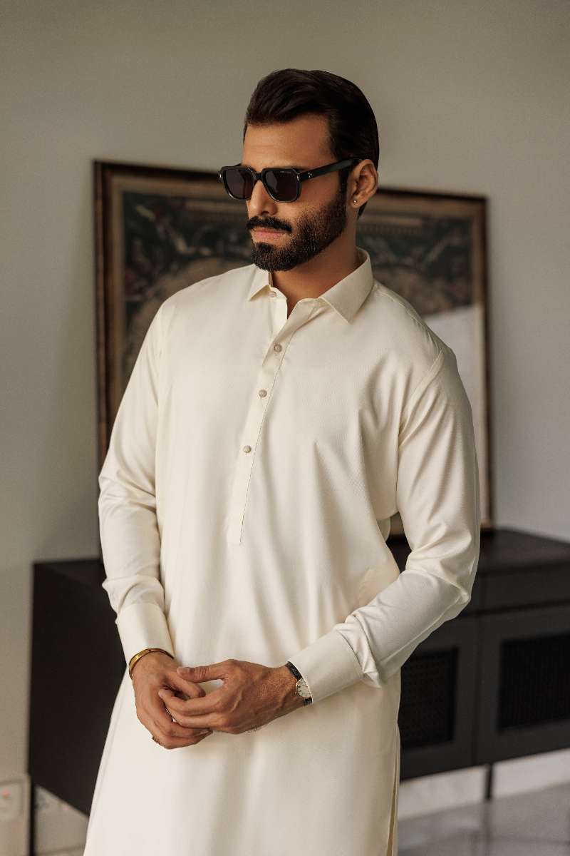 Deepak Perwani - Boski Linen  For Men - Off White - 2 Piece - Studio by TCS