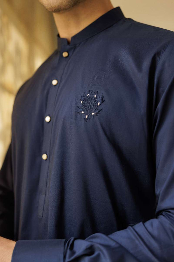 Deepak Perwani - Cotton Kurta Shalwar For Men - Blue - 2 Piece - Studio by TCS