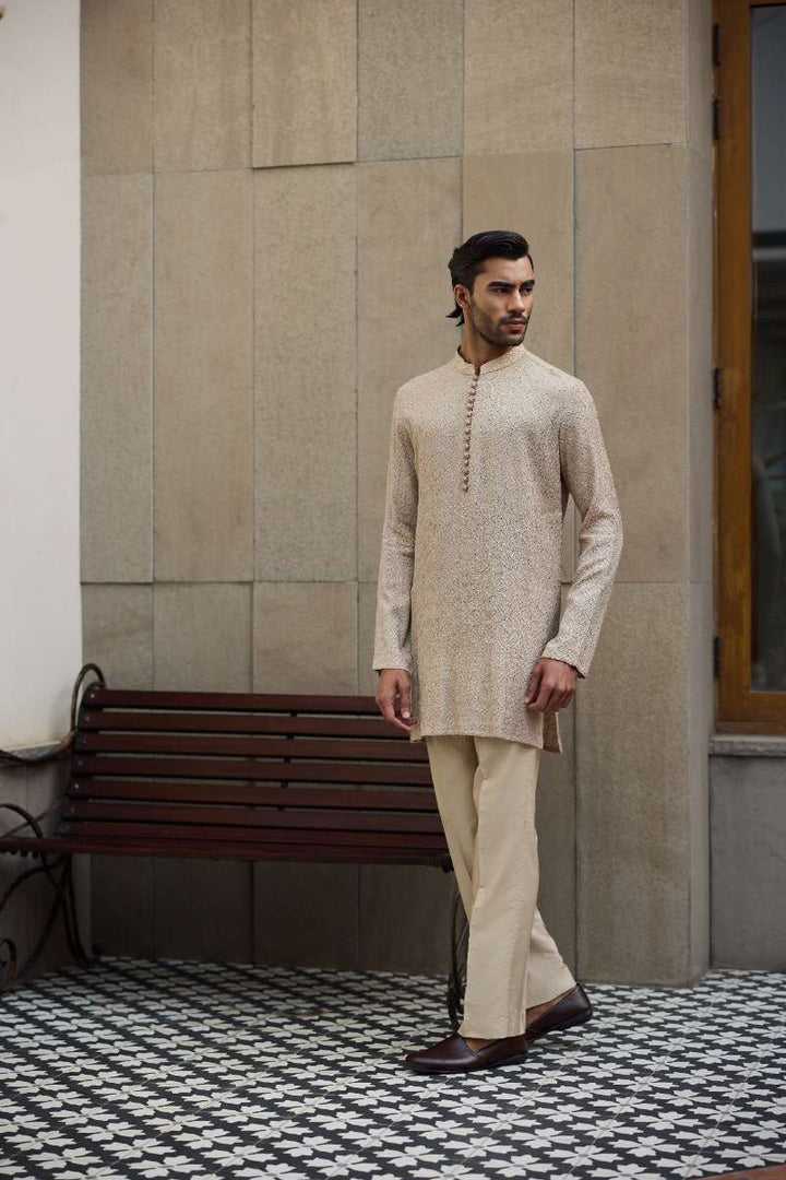 Deepak Perwani - Chikan Kurta Pajama For Men - Gold - 2 Piece - Studio by TCS