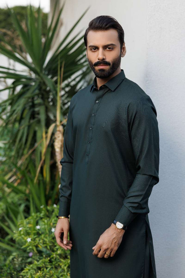 Deepak Perwani - Boski Linen  For Men - Dark Green - 2 Piece - Studio by TCS