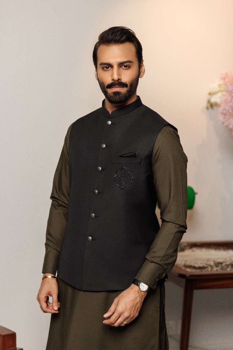 Deepak Perwani - Boski Linen  For Men - Mehndi Green - 2 Piece - Studio by TCS