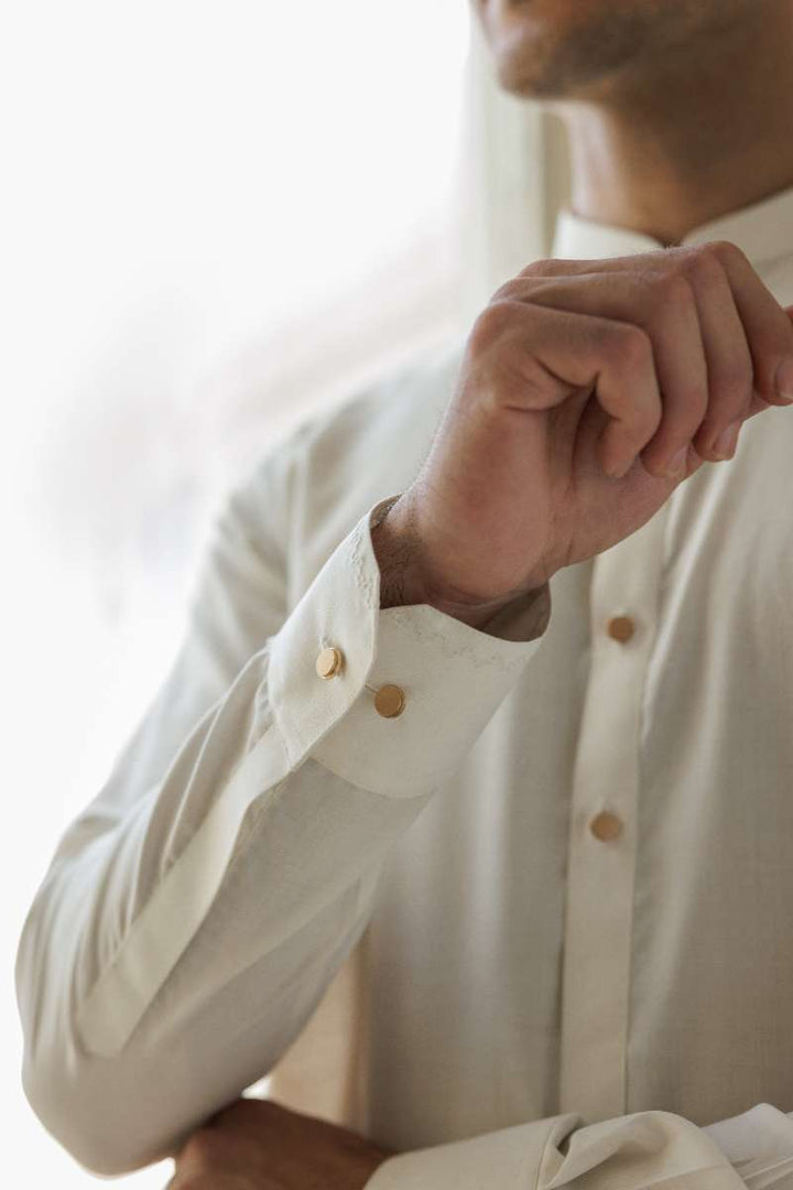 Deepak Perwani - Boski Linen Kurta Shalwar For Men - White - 2 Piece - Studio by TCS