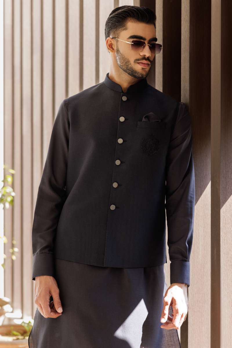 Deepak Perwani - Boski Linen Kurta Shalwar For Men - Brown - 2 Piece - Studio by TCS