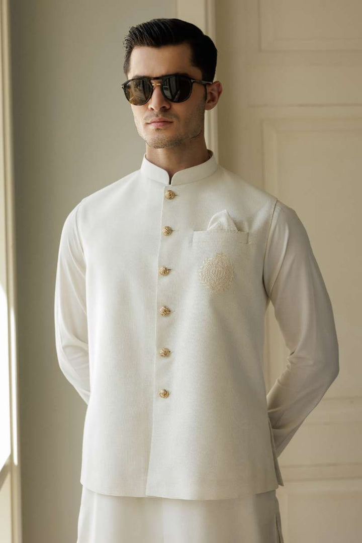 Deepak Perwani - Boski Linen Kurta Shalwar For Men - White - 2 Piece - Studio by TCS