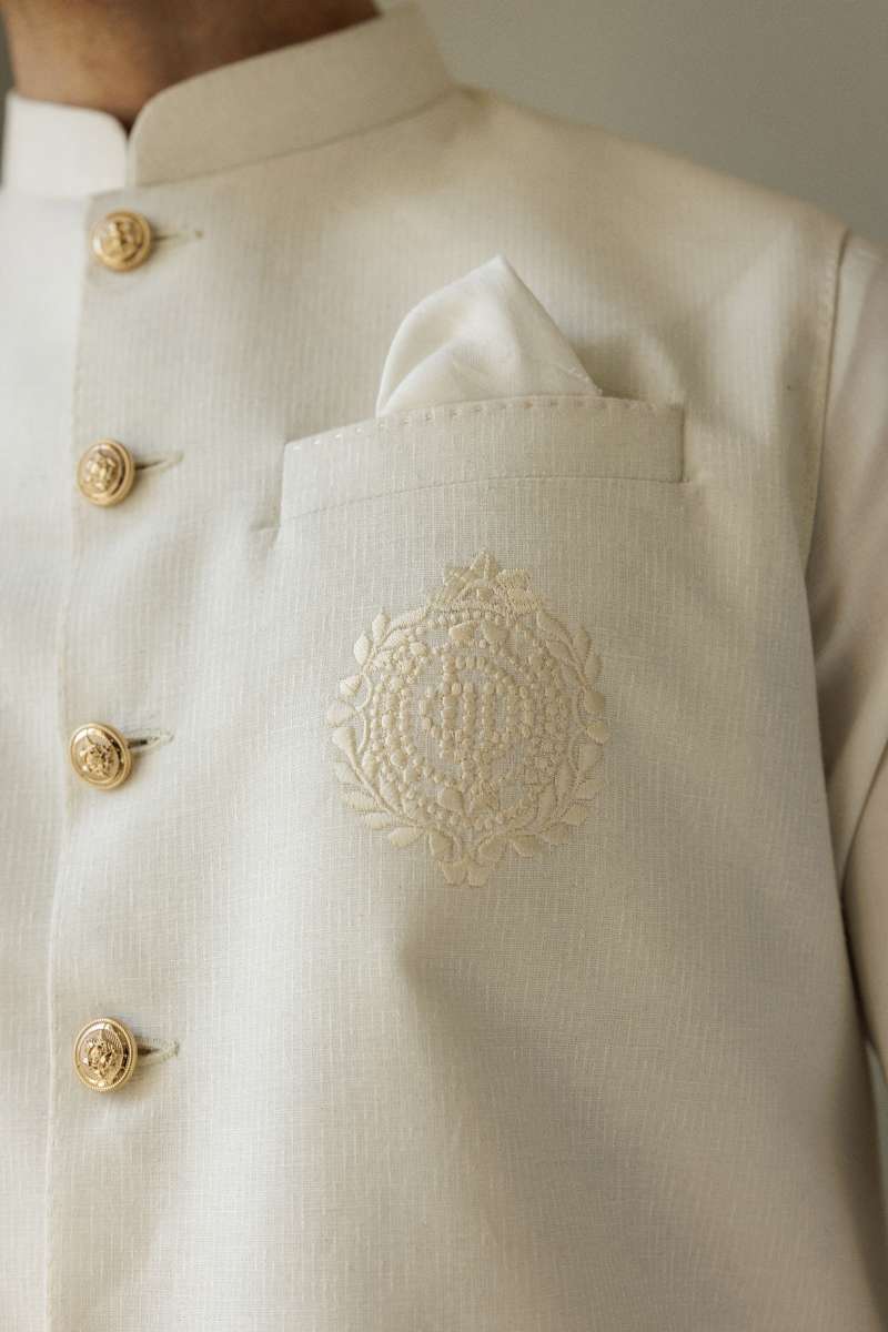 Deepak Perwani - Boski Linen Kurta Shalwar For Men - White - 2 Piece - Studio by TCS