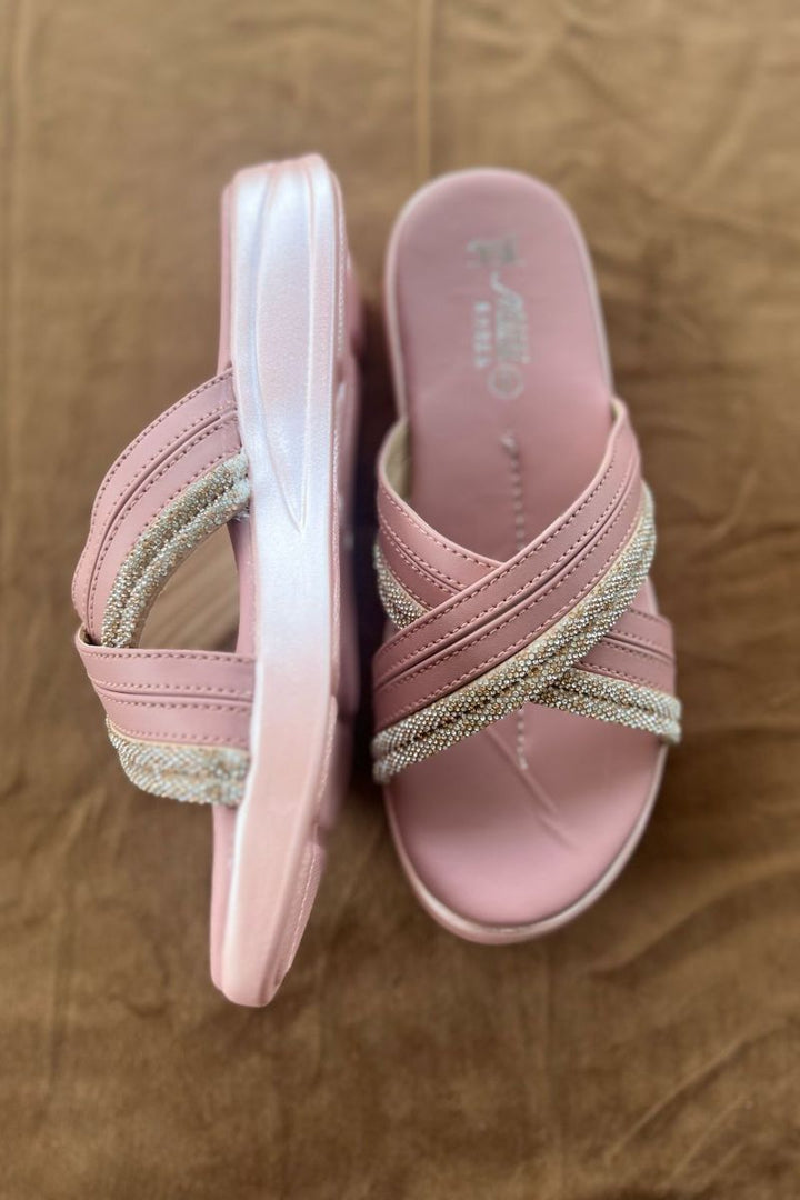 MILLI SHOES - Cross Strap Slides - Pink