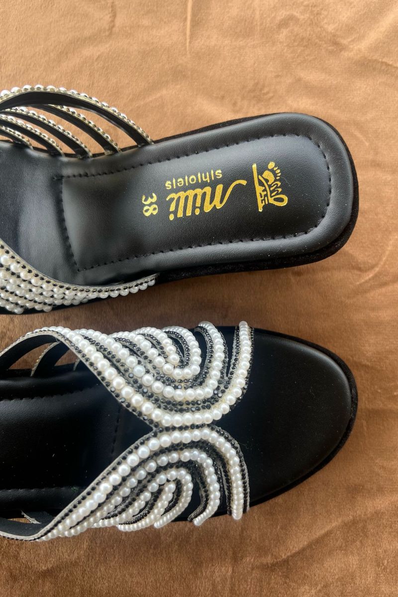 MILLI SHOES - WEDGE HEEL SLIDES - Black