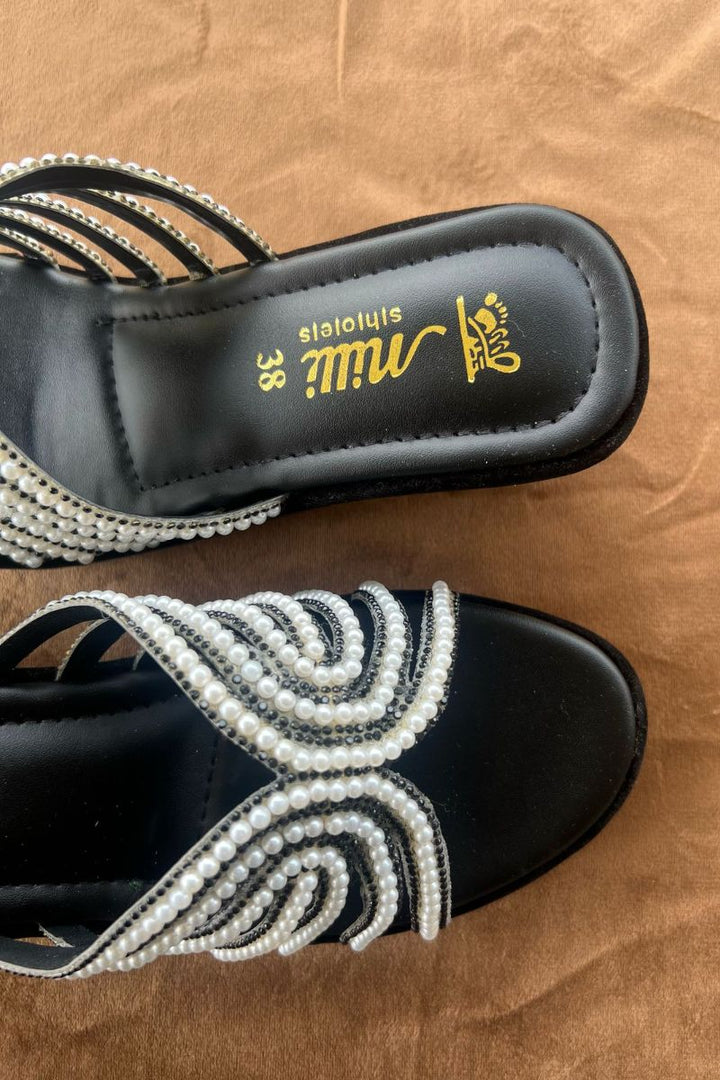 MILLI SHOES - WEDGE HEEL SLIDES - Black