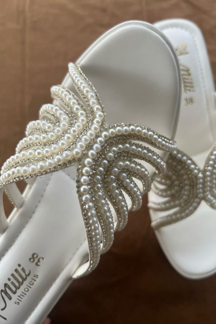 MILLI SHOES - WEDGE HEEL SLIDES - White