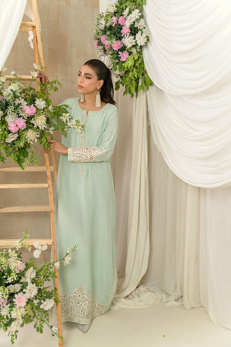 Alishba Kashif - MIST - Aqua - Korean Rawsilk - 1 Piece