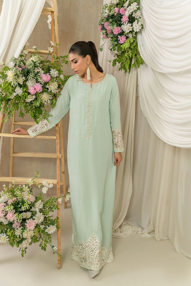 Alishba Kashif - MIST - Aqua - Korean Rawsilk - 1 Piece