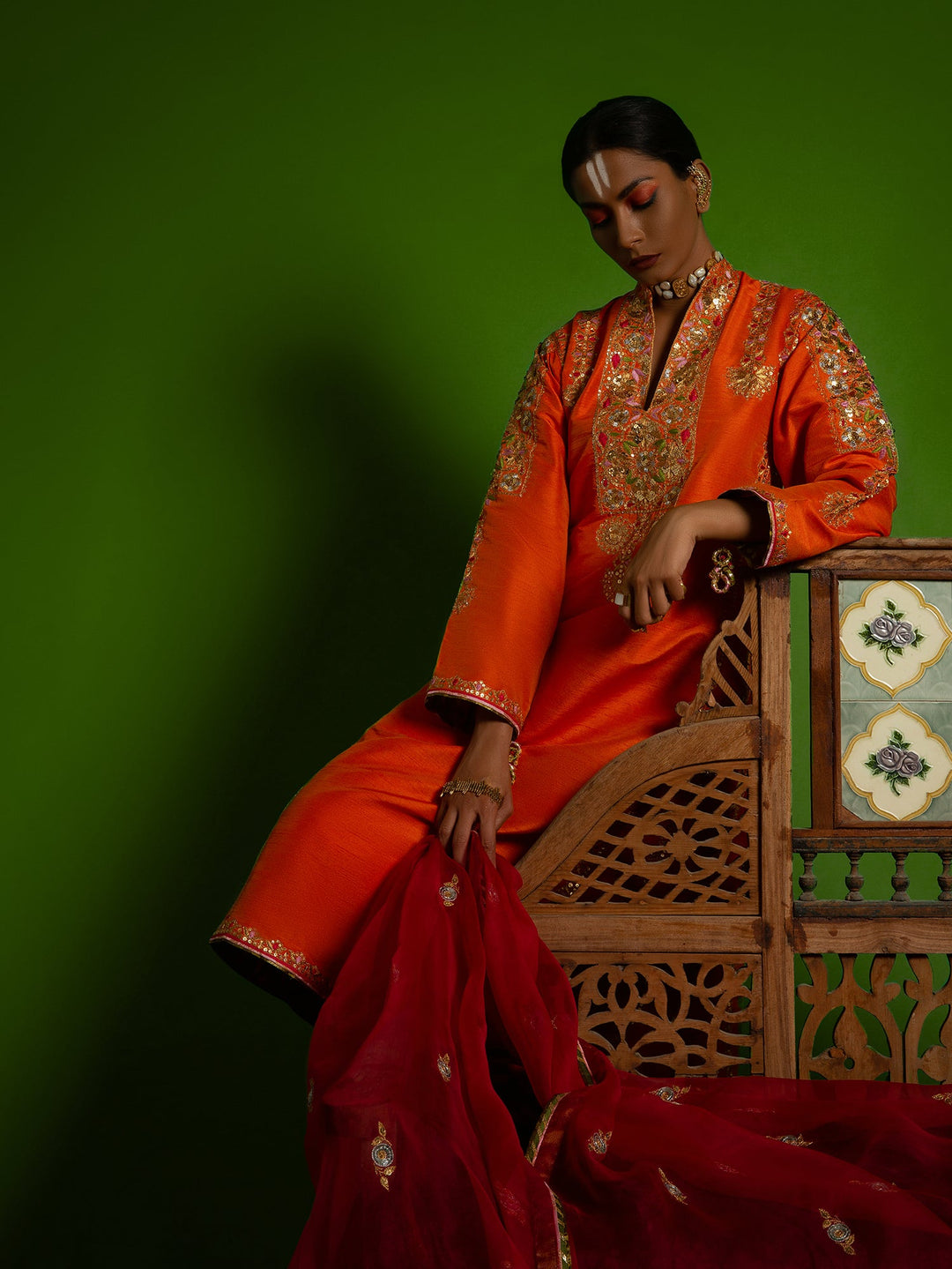 Sanam Chaudhri MOMAL Orange 2 Piece