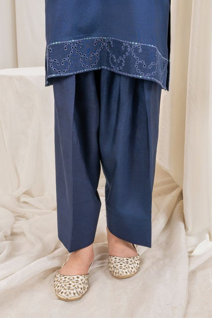 Fozia Khalid - MULLBERRY - Navy Blue - Silk & Organza - 3 Piece