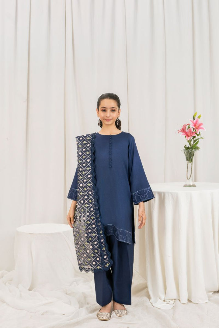 Fozia Khalid - MULLBERRY - Navy Blue - Silk & Organza - 3 Piece