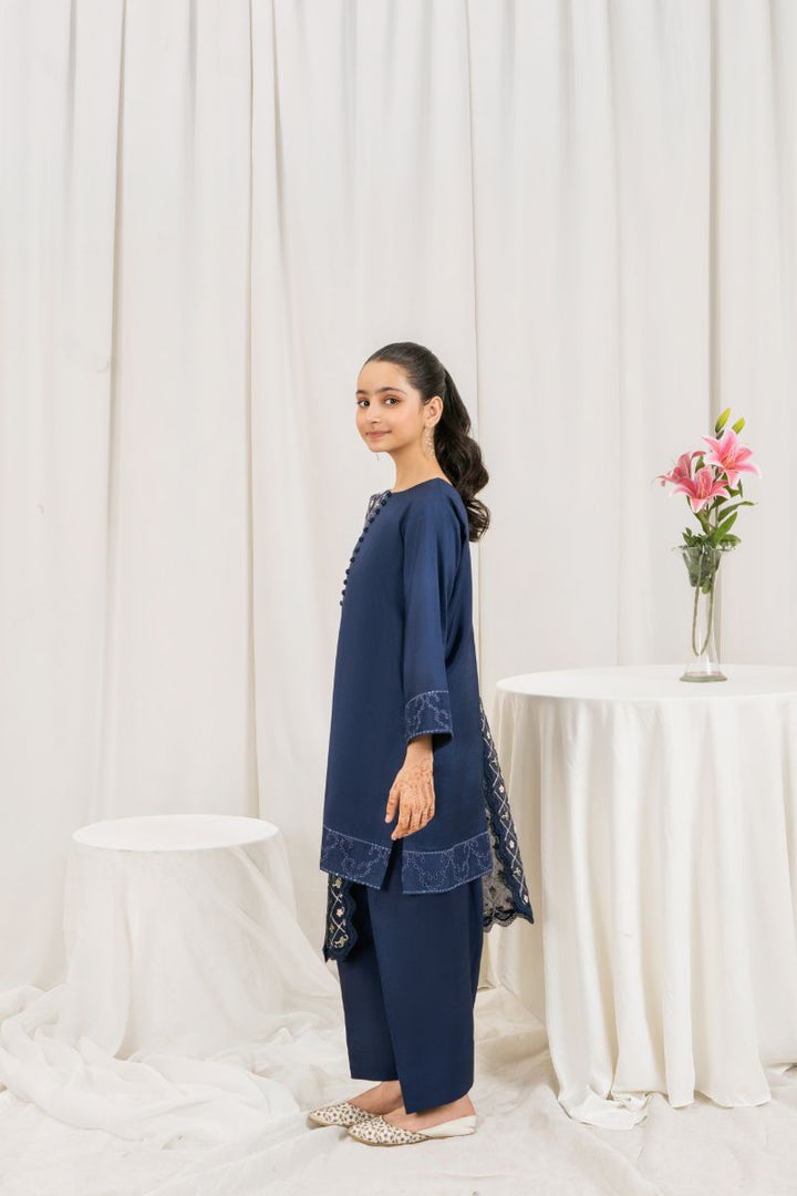 Fozia Khalid - MULLBERRY - Navy Blue - Silk & Organza - 3 Piece