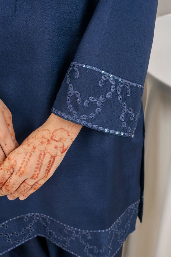 Fozia Khalid - MULLBERRY - Navy Blue - Silk & Organza - 3 Piece