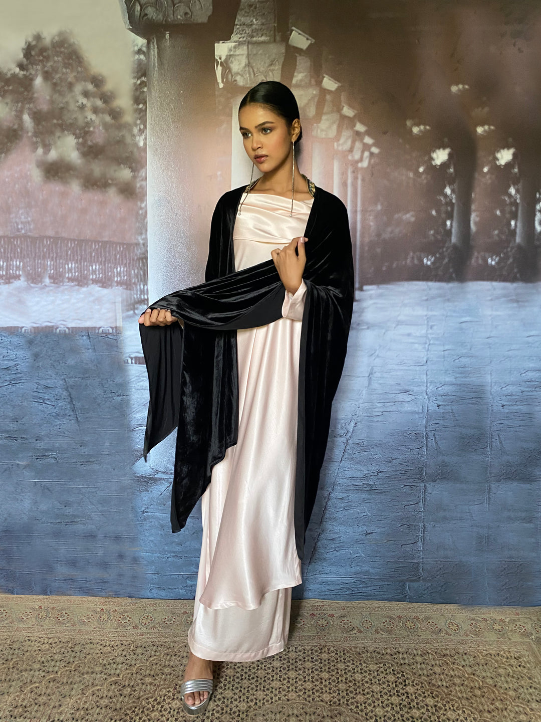 Maheen Khan - Ameera Black Cape Jacket For Women - 1 Piece