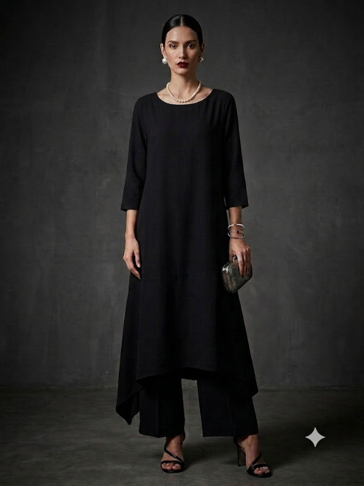 Maheen Khan Blended Crepe Essential Noir Set Black 2 Piece