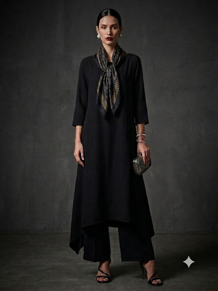 Maheen Khan Blended Crepe Essential Noir Set Black 2 Piece