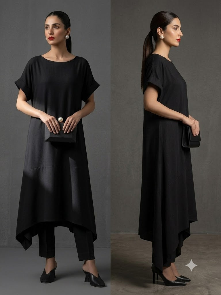 Maheen Khan Blended Crepe Stone Set Black 2 Piece