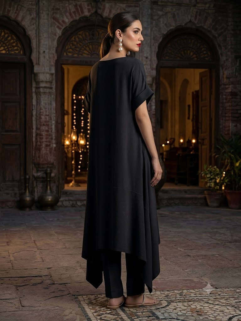 Maheen Khan Blended Crepe Stone Set Black 2 Piece