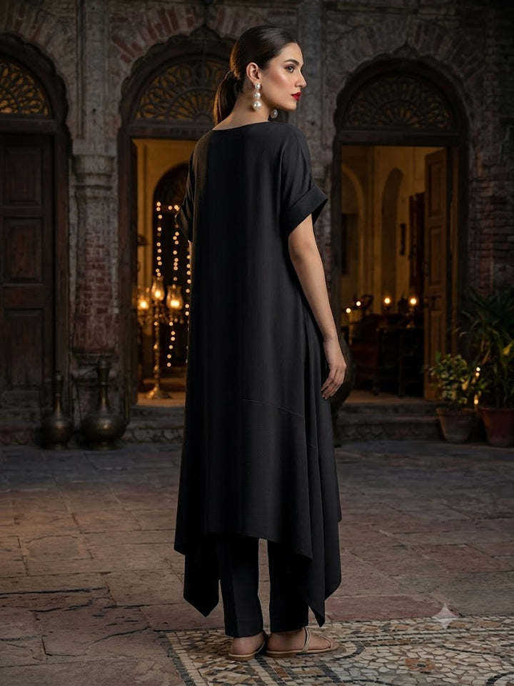 Maheen Khan Blended Crepe Stone Set Black 2 Piece