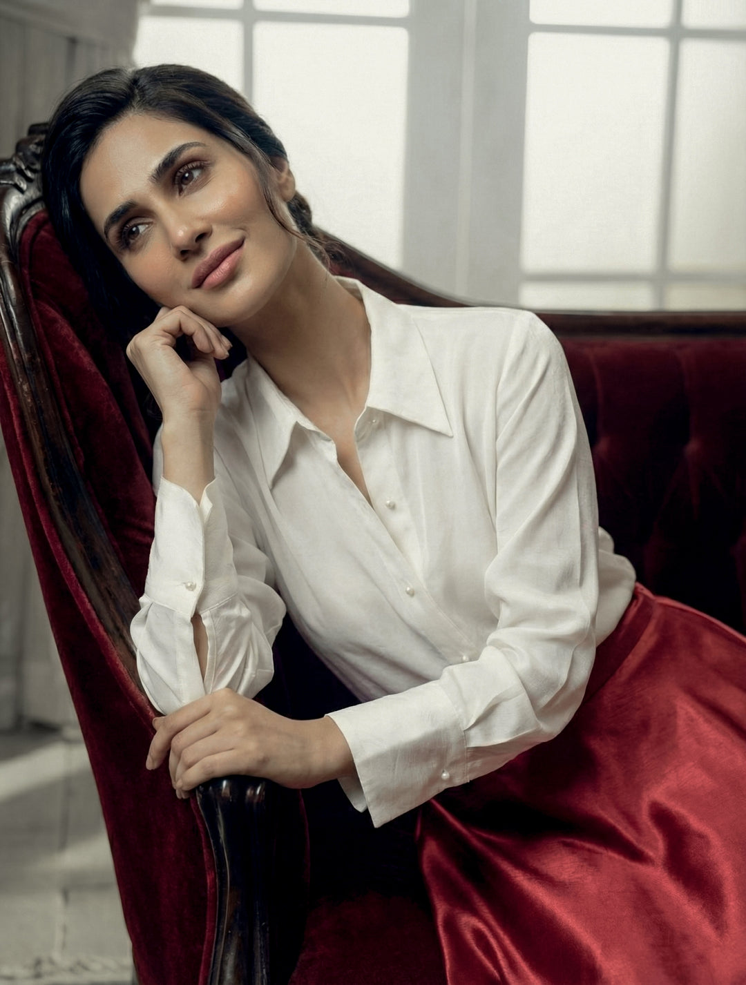 Maheen Khan - Blended Satin Sheen Top For Women - Mint Green - 1 Piece