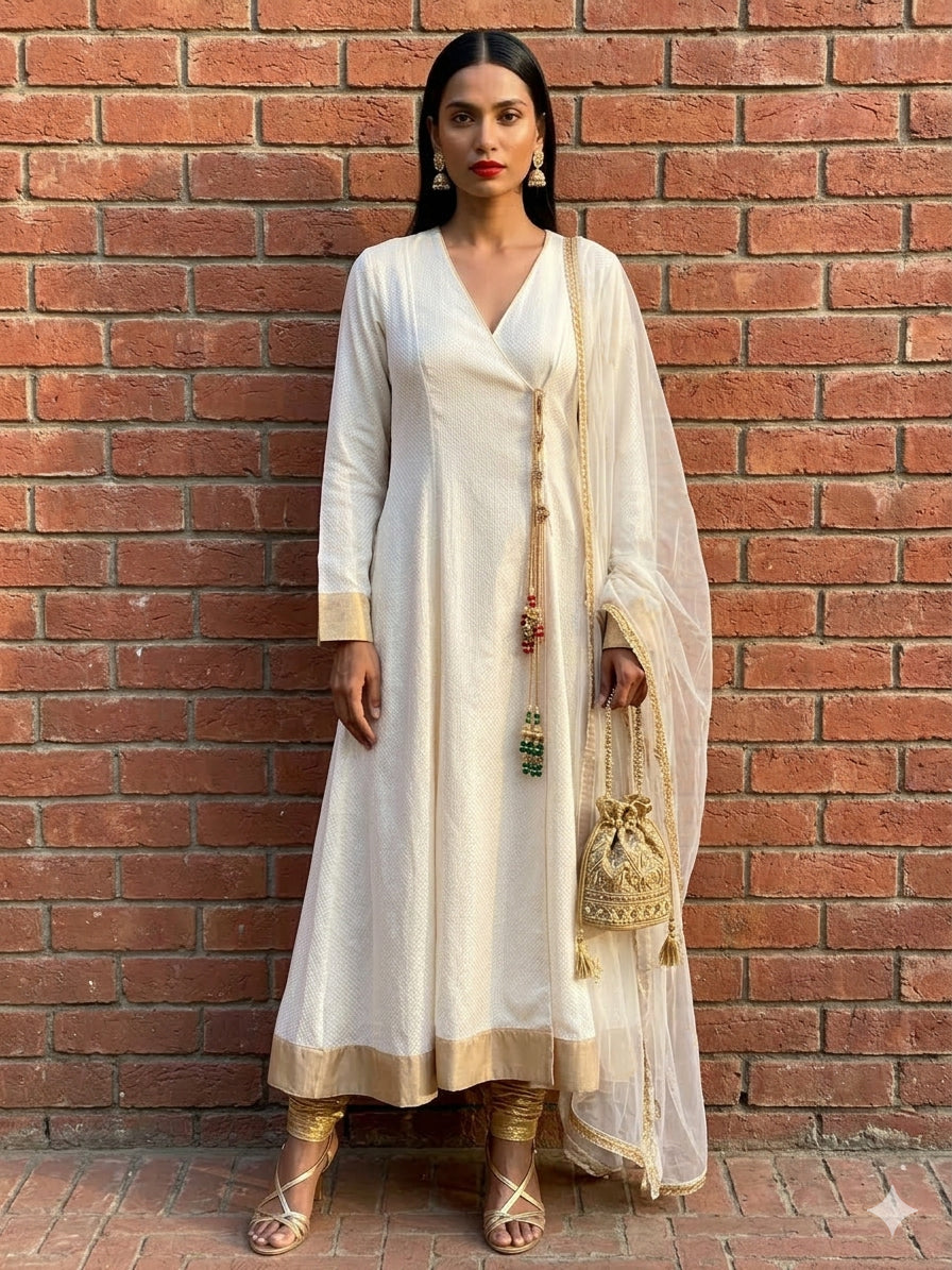 Maheen Khan - Bosky & Jersey Mehr Anrakha For Women - Off White - 2 Piece
