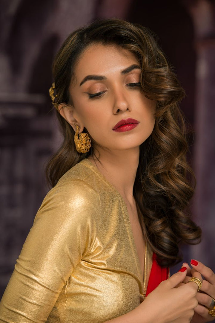 Maheen Khan - DAHLIA SARI - Red - Blended Chiffon - 1 Piece