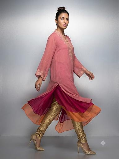 Maheen Khan - Gulnaar Tunic Top Pink 1 Piece