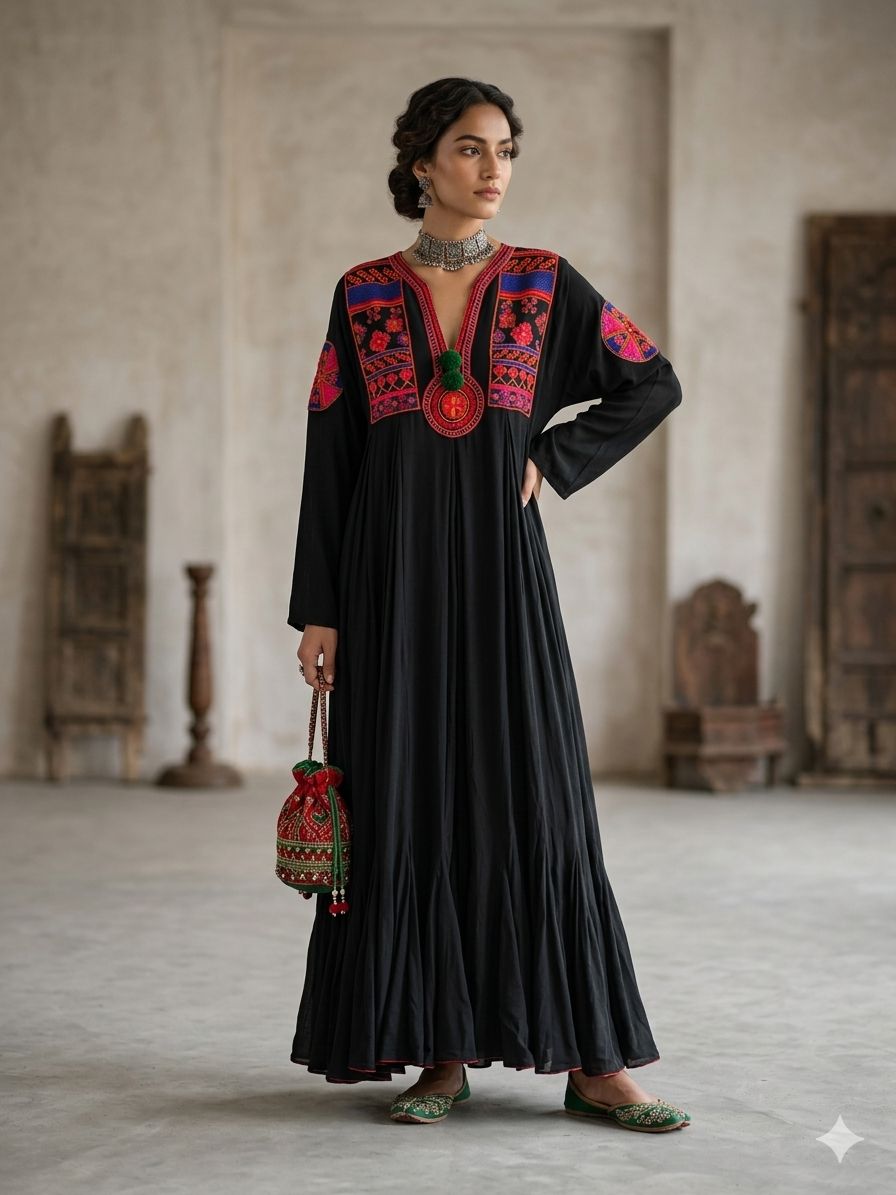 Maheen Khan - Hunar Bosky Fusion Top For Women - Black - 1 Piece