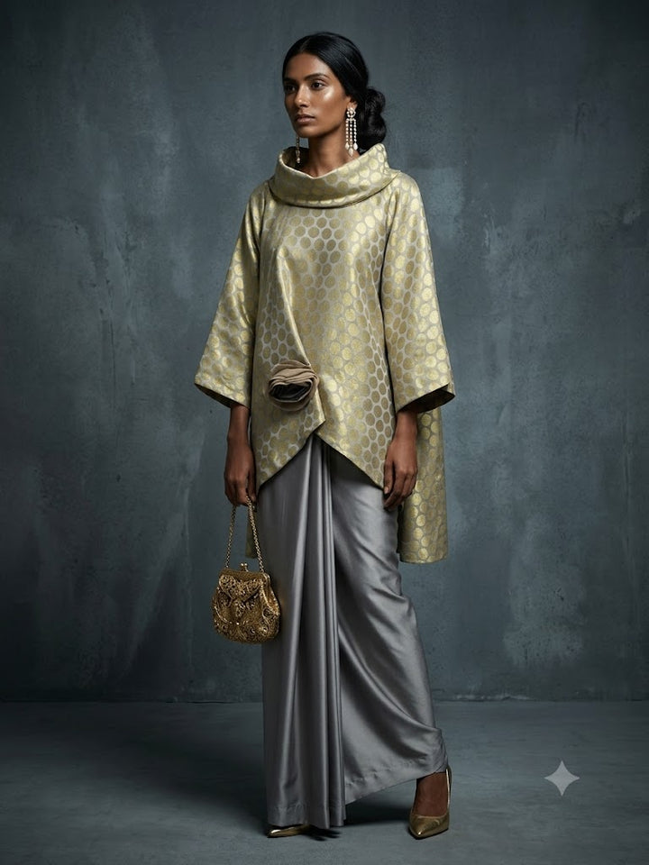 Maheen Khan - Leher Saree Grey 1 Piece