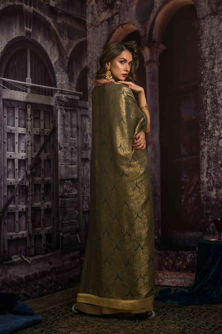 Maheen Khan - MARRAKESH - Kaftan - Grey Gold - Pure Silk Brocade - 2 Piece