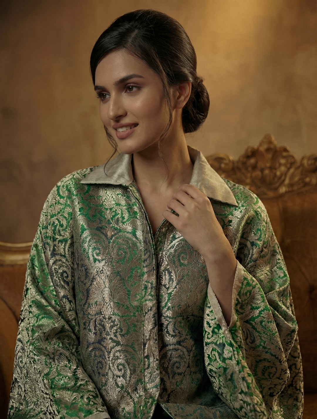 Maheen Khan - Pure Silk Ruhe Jacket For Women - Biege - 1 Piece