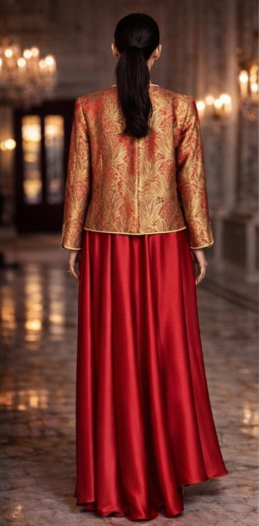 Maheen Khan - Pure Silk Shahi Jacket For Women - Maroon + Red - 1 Piece