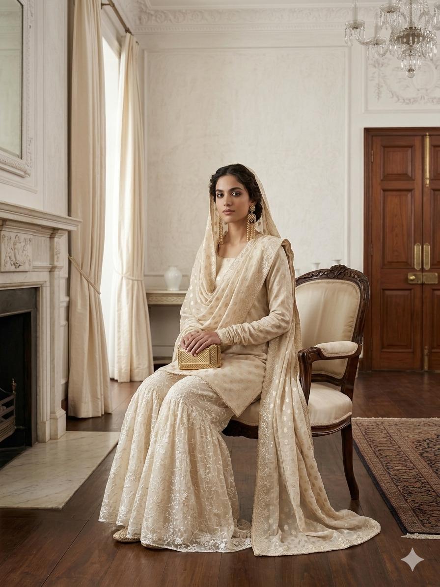 Maheen Khan - Pure Silk Zivara For Women - Peach - 4 Piece