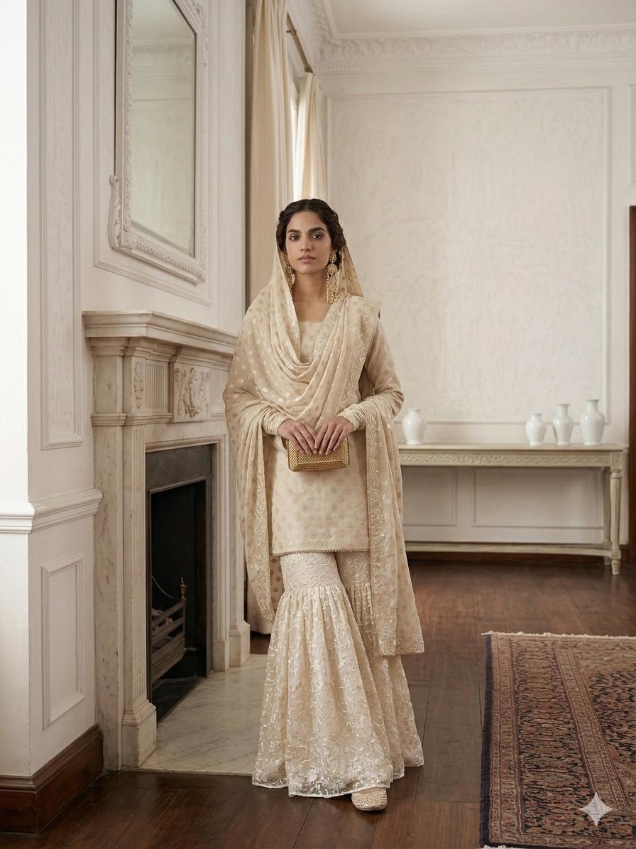 Maheen Khan - Pure Silk Zivara For Women - Peach - 4 Piece