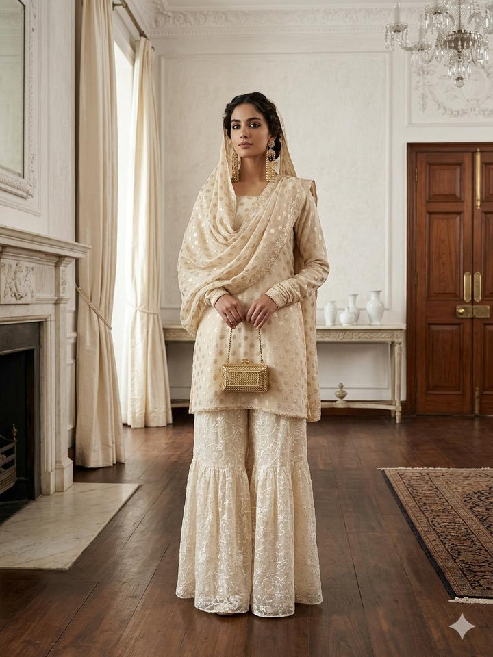 Maheen Khan - Pure Silk Zivara For Women - Peach - 4 Piece